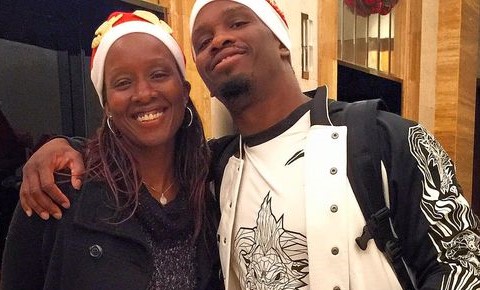 Malaika and son Willie at Christmas 2015 